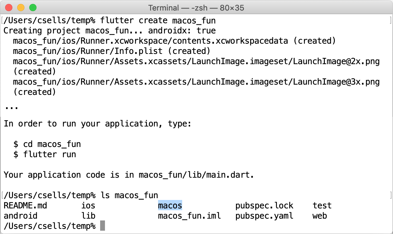 Notice the new macos directory created by default
