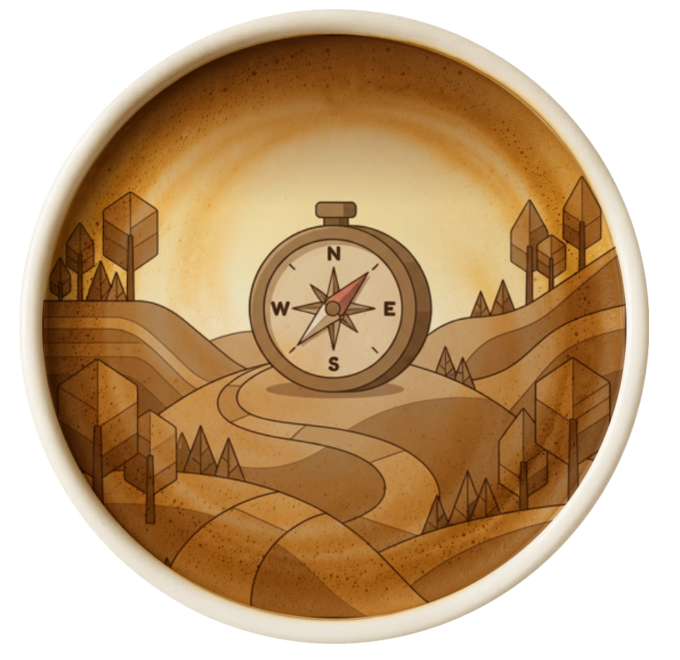 Sample Nano Banana image: a compass on a trail.