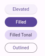 Elevated, Filled, and Outlined buttons